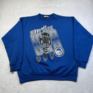 VTG 80s 90s NCAA Mens Large Nevada Wolf Pack Crewneck Sweatshirt USA Blue UNR